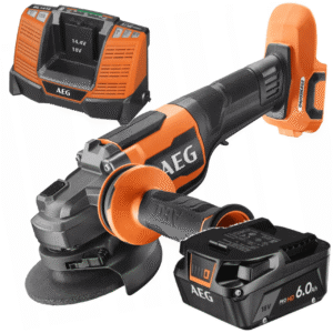 AEG Szlifierka Kątowa Bezszczotkowa + Ładowarka BL1418 + Akumulator 6.0Ah
