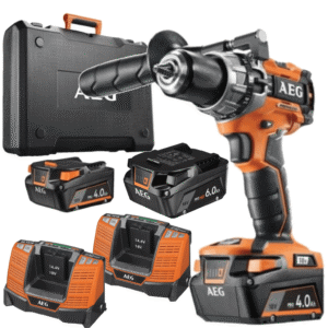 AEG Wiertarko-Wkrętarka z Udarem + 2xAkumulator 4Ah+ 1x 6Ah + 2xŁadowarka