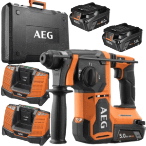 AEG Młotowiertarka 18V + 2xAkumulator 5.0Ah + 2x Ładowarka+Akumulator 6.0Ah