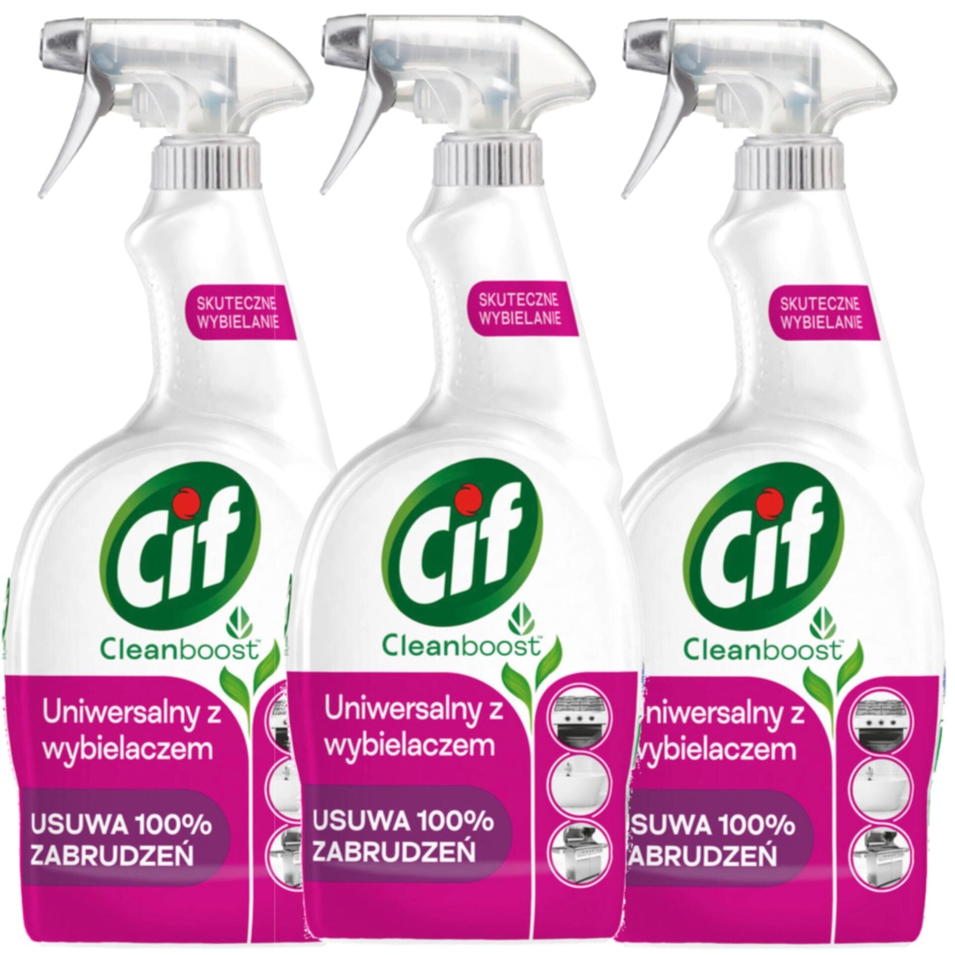 Cif Power Shine Wybielanie i Higiena Spray 750ml x3