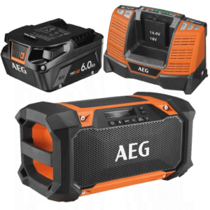AEG Radio Warsztatowe 18V BT AM/FM +Ładowarka AEG BL1418 +Akumulator 6.0Ah