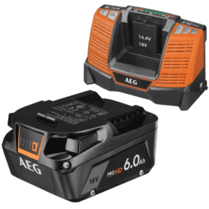 AEG ŁADOWARKA DO AKUMULATORÓW 14,4-18V +AKUMULATOR LITOWO-JONOWY 6.0 Ah 18V