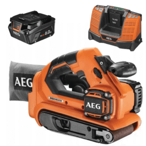 AEG Szlifierka Taśmowa Silnik Bezszczotkowy + Ładowarka + Akumulator 6.0Ah