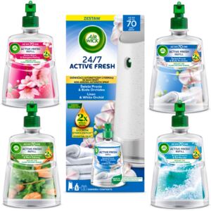 AIR WICK ACTIVE FRESH ŚWIEŻE PRANIE&BIAŁA ORCHIDEA KOMPLET 228 ML+4 WKŁADY
