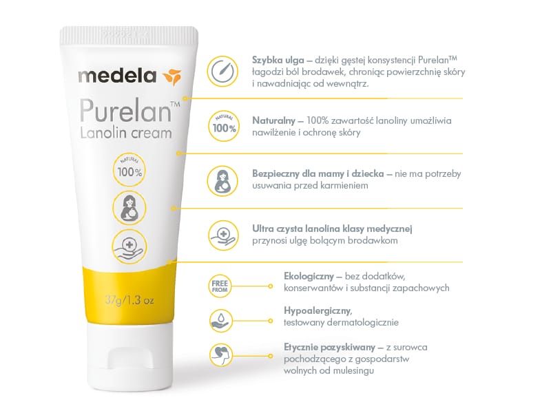 Medela Purelan bolące brodawki i suchą skórę lanolina 37g - obrazek 8