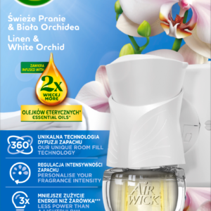 Air Wick Wtyczka Elektryczna + Wkład Świeże Pranie Biała Orchidea 19ml