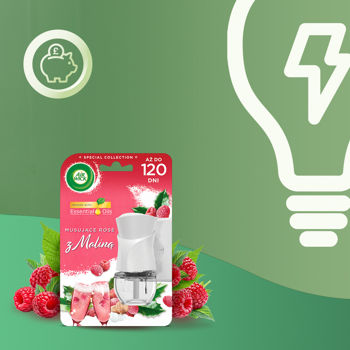 Air Wick Elektryczny Odświeżacz Powietrza Musujące Rose z Maliną 19 ml - obrazek 3