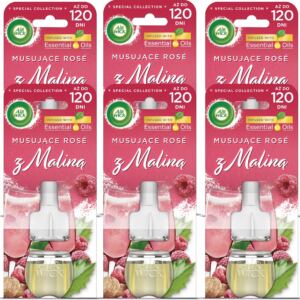 AIR WICK WKŁADY DO ELEKTRYCZNEGO ODŚWIEŻACZA MUSUJĄCE ROSE Z MALINĄ 6X 19ML