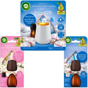 Air Wick Mgiełka Komplet Świeże Pranie Biała Orchidea+Zapasowy Wkład 2x20ml