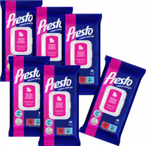 6x Presto Ściereczki nawilżane do różnych powierzchni 55 sztuk