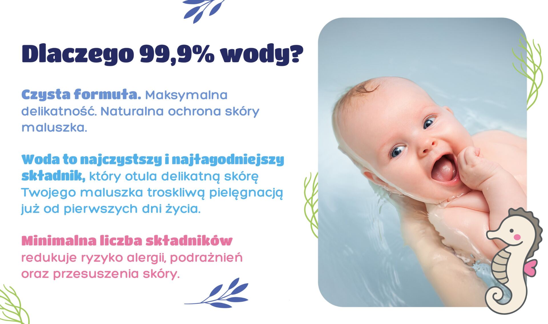 Kindii 99,9% Water Care Chusteczki nawilżane dla dzieci i niemowląt, 60 szt - obrazek 3