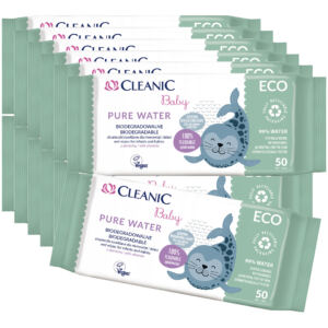 12 x Cleanic Baby ECO Pure Water Chusteczki nawilżane 50 sztuk