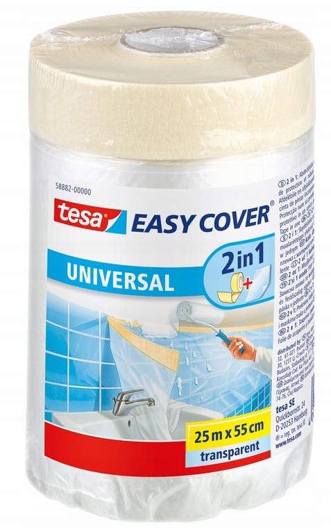 TESA Easy Cover Economy Folia maskująca malarska z taśmą 25m x 55cm