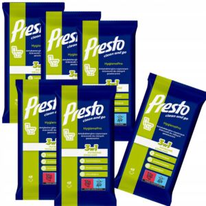 6x PRESTO Ściereczki Nawilżane Do Czyszczenia Toalet WC Dezynfekcja 48 szt