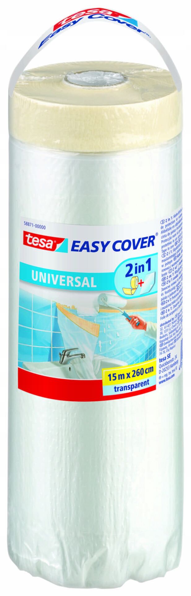 TESA Easy Cover Economy Folia maskująca malarska z taśmą 15m x 260cm