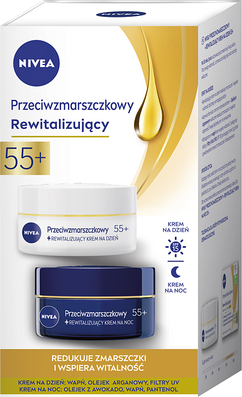 NIVEA ZESTAW PRZECIWZMARSZCZKOWY + REWITALIZUJĄCY 55+ 2 X 50 ML