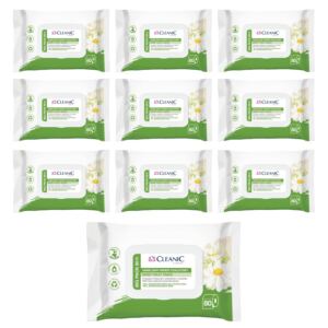 10 x Cleanic nawilżany papier toaletowy rumianek 80 szt.
