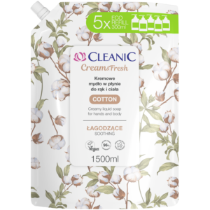 Cleanic Cream & Fresh Cotton, kremowe mydło w płynie do rąk i ciała, 1500ml