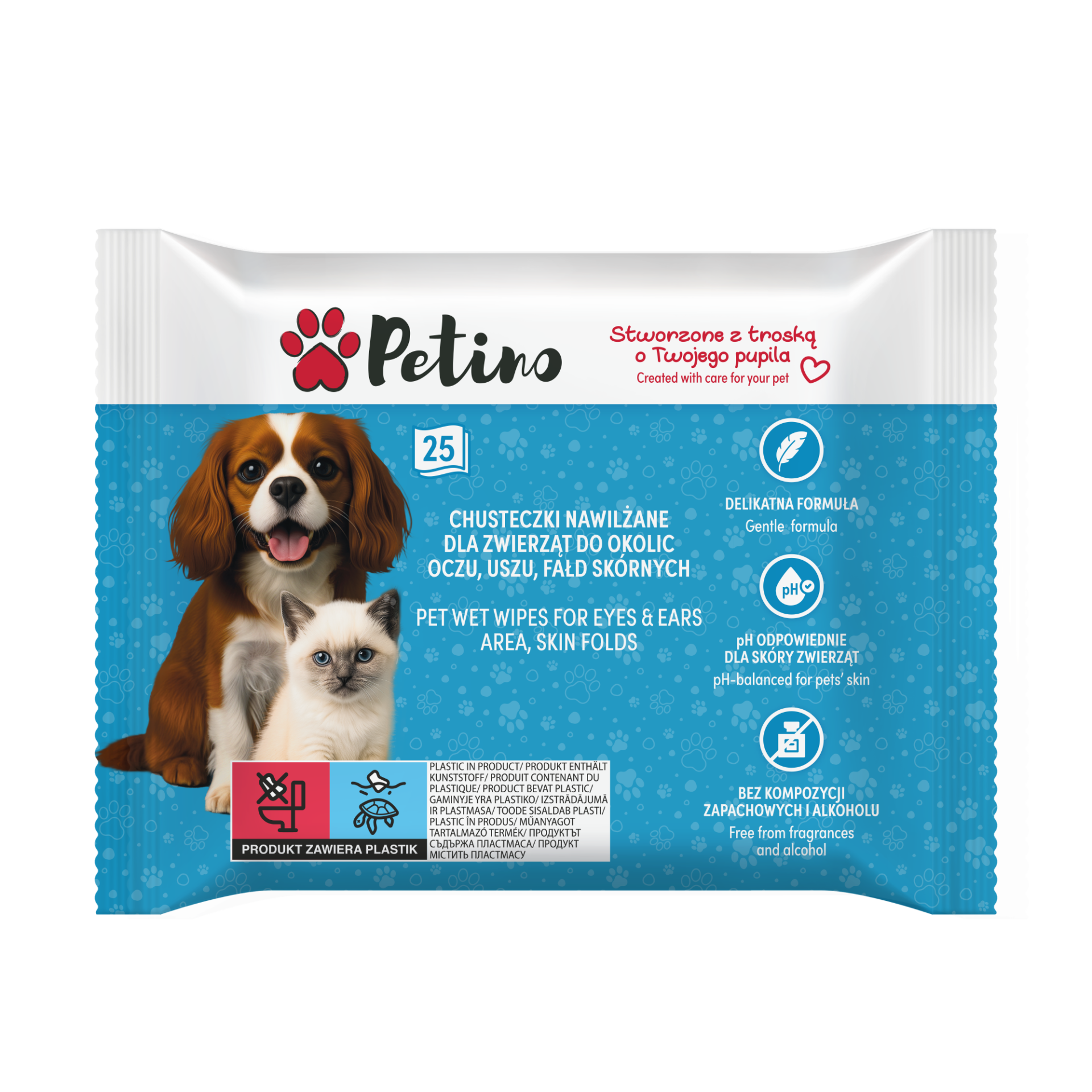 Petino chusteczki nawilżane dla wrażliwych stref do okolic oczu, uszu 25szt