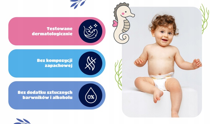 12x Kindii 99,9% Water Care Chusteczki nawilżane dla dzieci i niemowląt 60s - obrazek 6