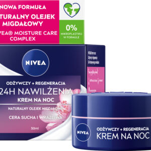 NIVEA 24H NAWILŻENIA ODŻYWCZY KREM NA NOC CERA SUCHA I WRAŻLIWA 50 ML