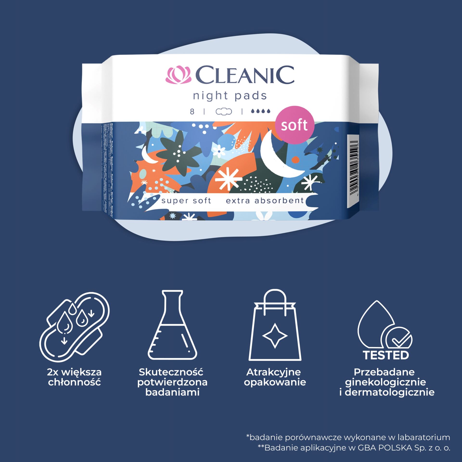 16 x Cleanic Soft Night Podpaski higieniczne 8 szt - obrazek 3