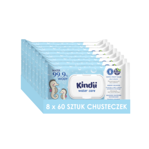 8 x Kindii 99,9% Water Care Chusteczki nawilżane dla dzieci i niemowląt 60s