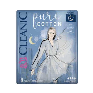 036142 HH  Podpaski Cleanic Pure Cotton Night Sanitary Pads 8 pcs (folia)