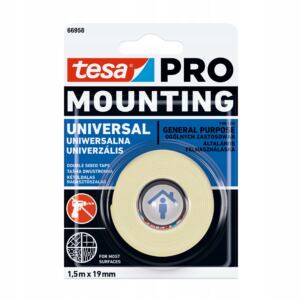 tesa Dwustronna taśma montażowa Mounting PRO uniwersalna, 1,5 m x 19 mm