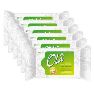 6 x OLA nawilżany papier toaletowy z kwasem mlekowym i rumianku 40 sztuk