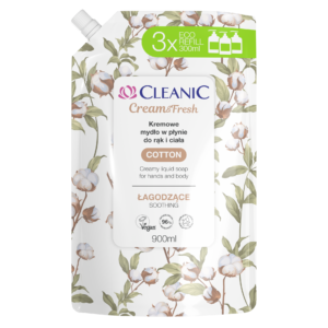 Cleanic Cream & Fresh Cotton, kremowe mydło w płynie do rąk i ciała, 900 ml