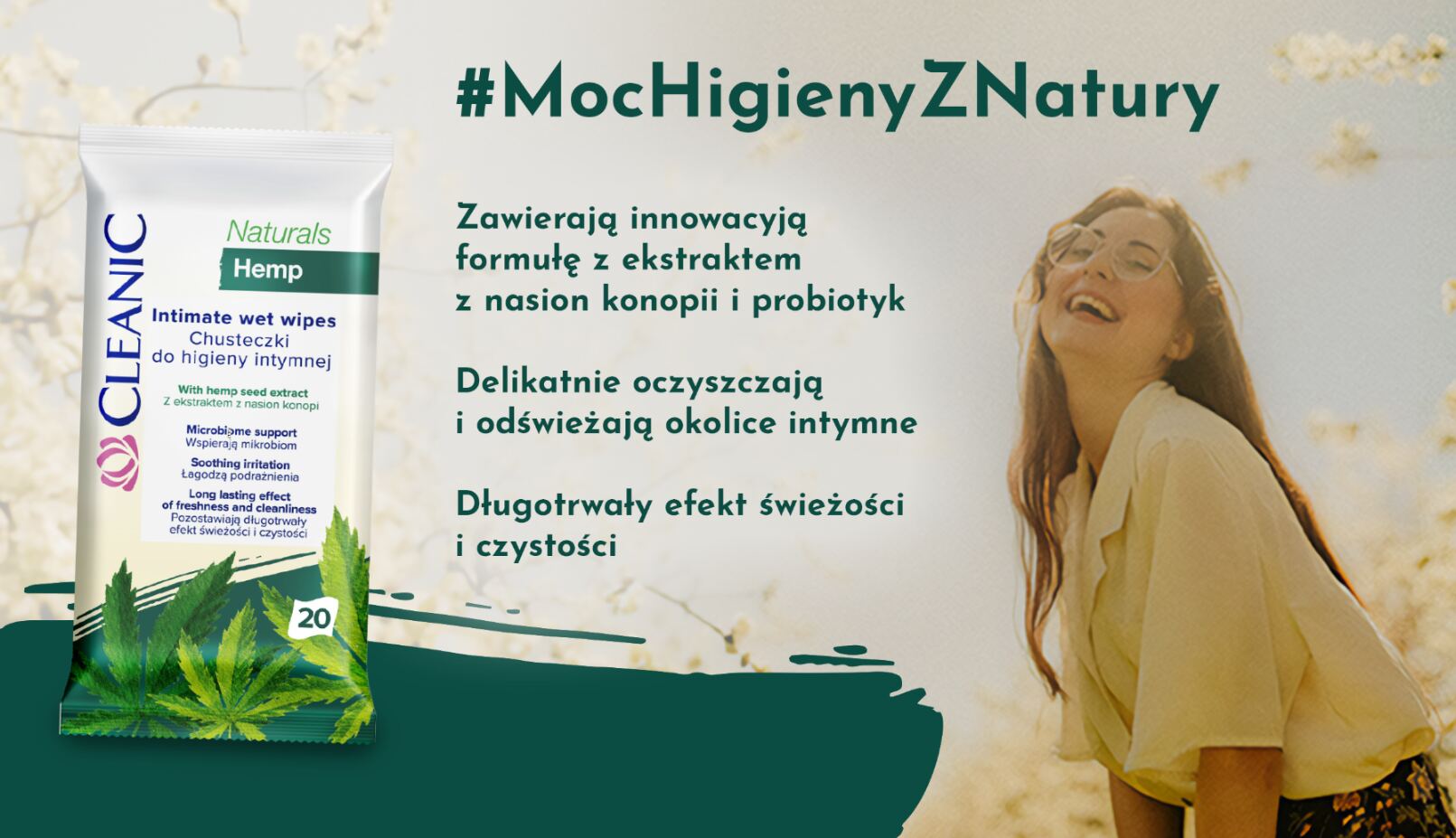 16 x Cleanic Naturals Hemp Chusteczki do higieny intymnej 20 sztuk - obrazek 5