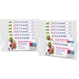 12 x Cleanic odświeżające chusteczki - Raspberry & Jasmine 15 szt
