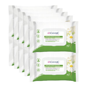 10 x CLEANIC nawilżany papier toaletowy ekstrakt z rumianku 40 sztuk