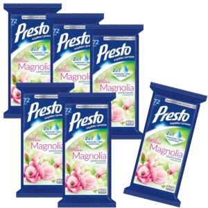 6x PRESTO ŚCIERECZKI NAWILŻANE UNIWERSALNE MAGNOLIA 72 SZTUK