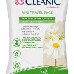 Cleanic papier nawilżany z ekstraktem z rumianku, Mini Travel Pack 14 sztuk
