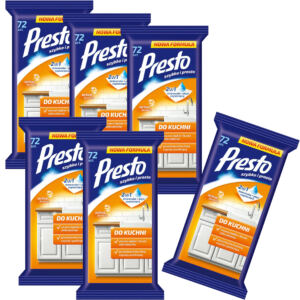 6x Presto Ściereczki nawilżane do kuchni 72 sztuki