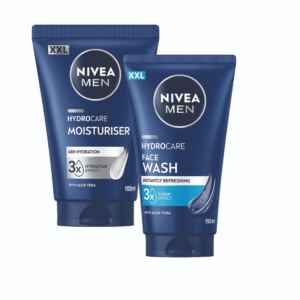 NIVEA MEN Hydrocare Żel do mycia twarzy 150ml + Krem nawilżający XXL 100ml