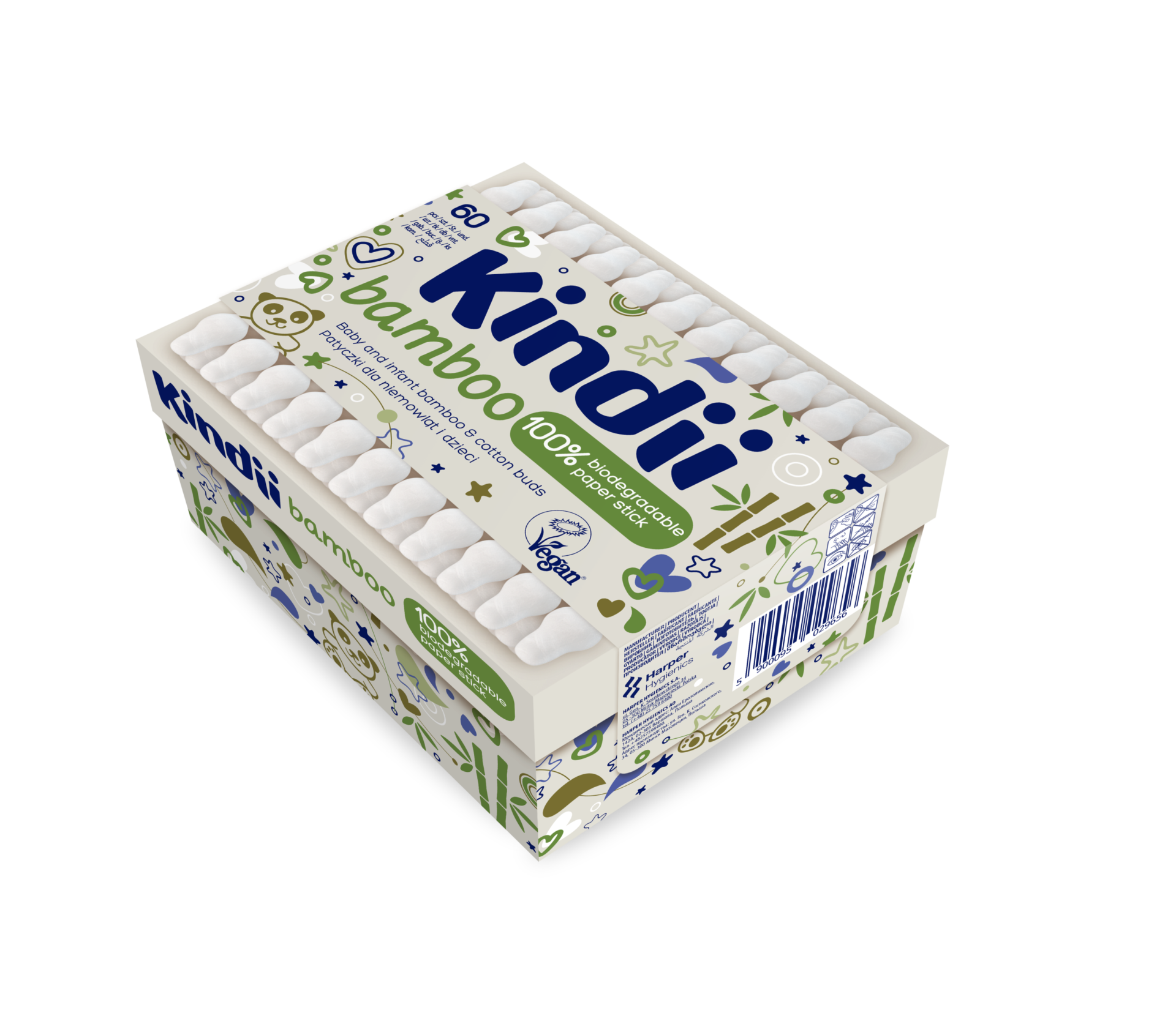 Kindii Bamboo Patyczki dla niemowląt i dzieci, 60 szt