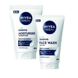 NIVEA MEN Sensitive Żel do mycia twarzy 150ml + Krem nawilżający XXL 100ml